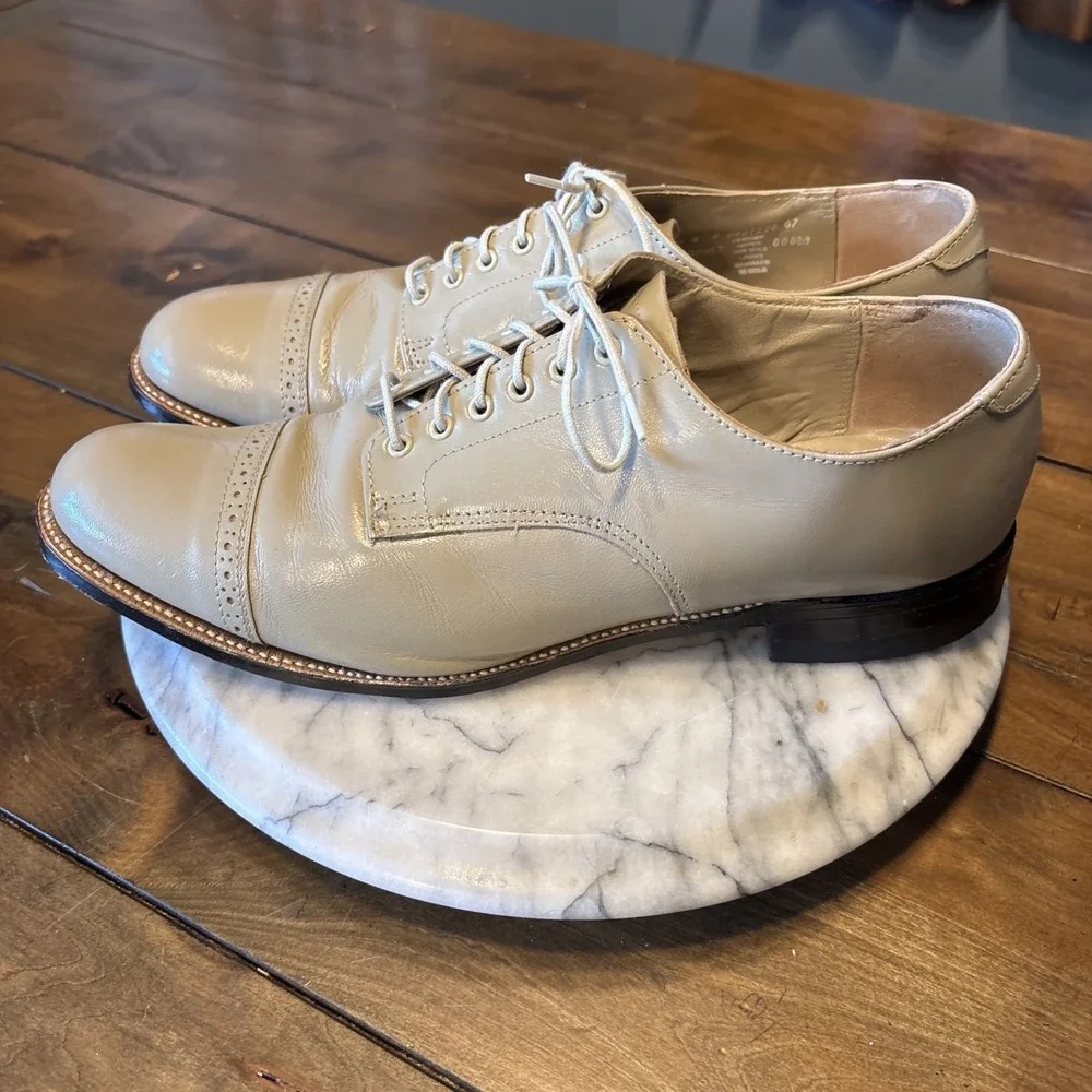 VTG Stacy Adams Madison Men's‎ Oxford Cap Toe Gray Dress Shoes Sz 9.5 D